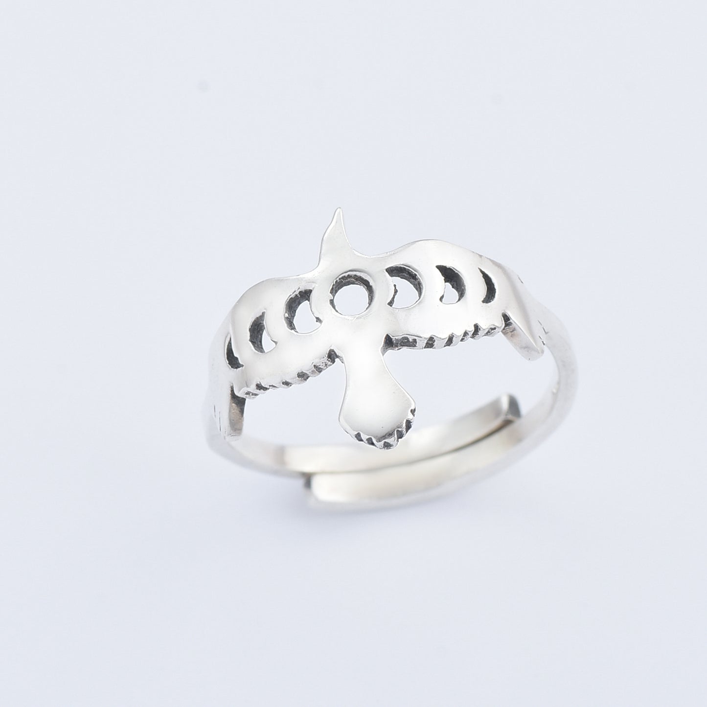 Silver Eclipse Eagle Ring