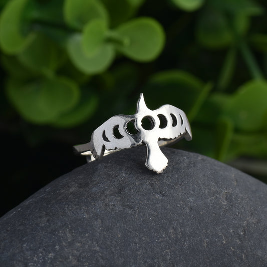 Silver Eclipse Eagle Ring