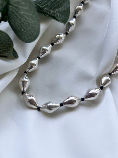 Silver Single Layered Dholki Necklace