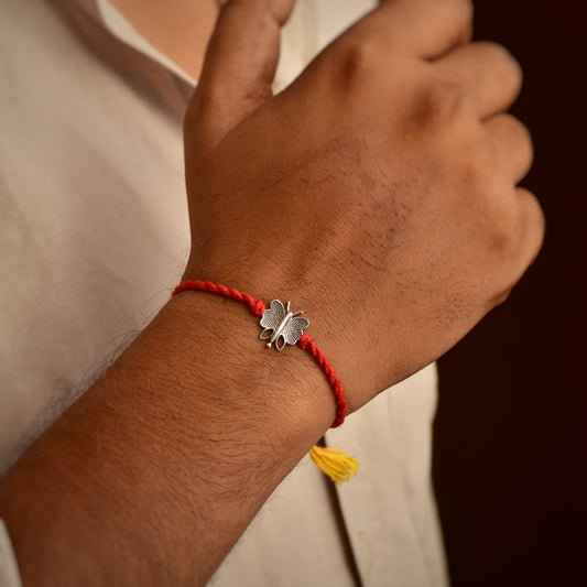 Silver Butterfly Charm Rakhi