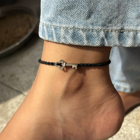 Silver Key Nazarbattu Anklet