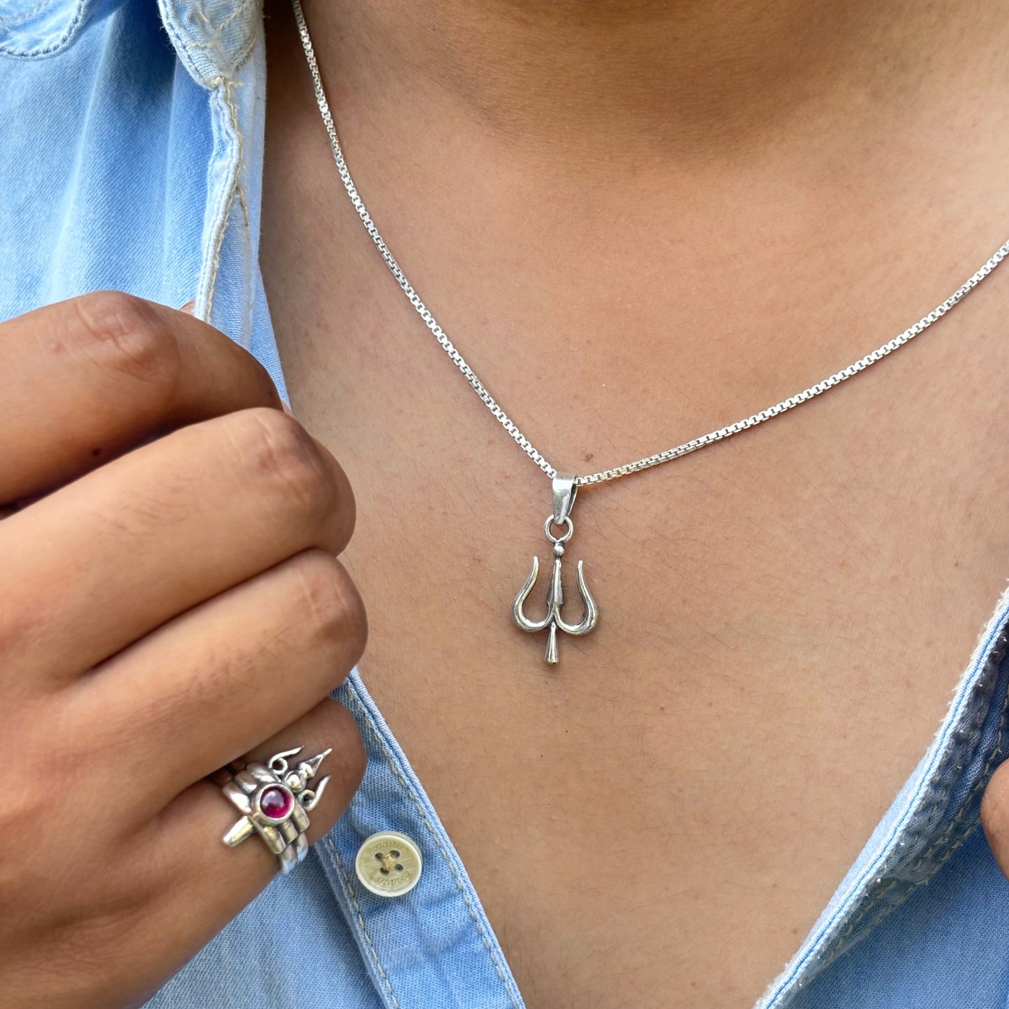Silver Mahadev Trishul pendant( Without chain)