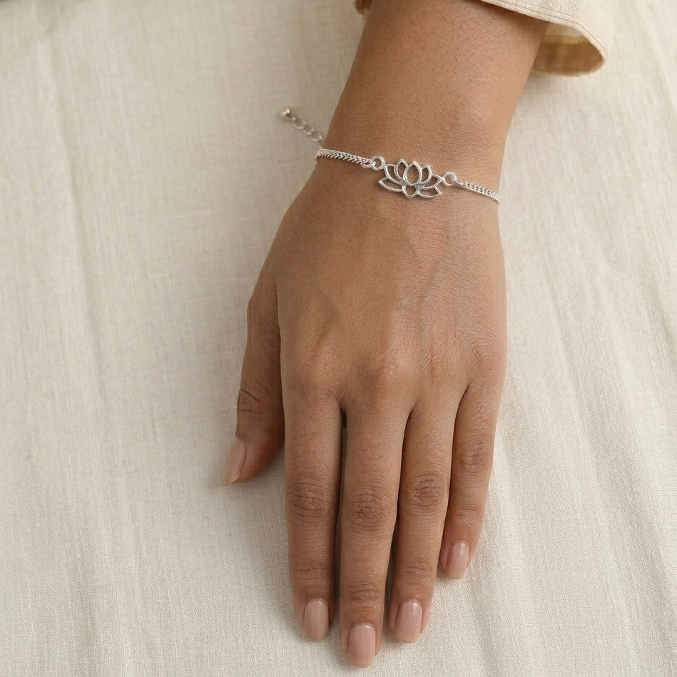 Silver Lotus Grace Bracelet