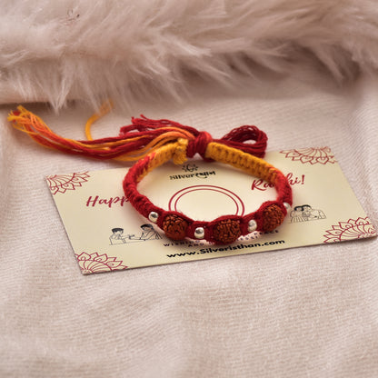 Silver Panchmukhi Rudraksha Protection Band Rakhi