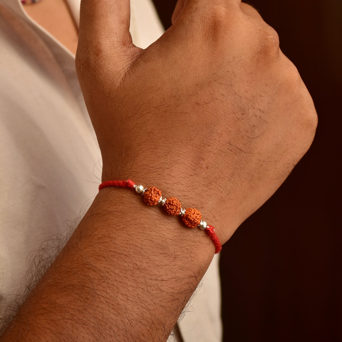 Silver Panchmukhi Rudraksha Protection Rakhi