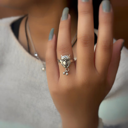 Silver owl Ring