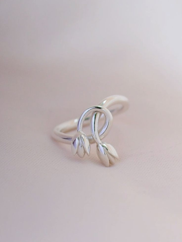 Silver Tulip Flower Ring