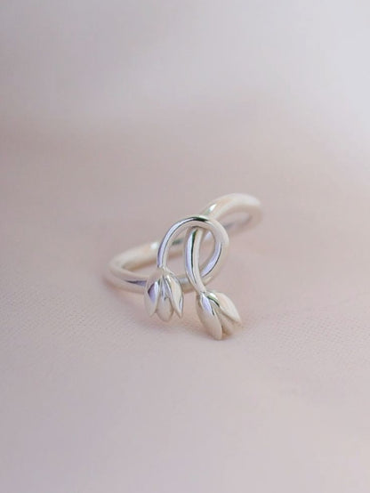 Silver Tulip Flower Ring