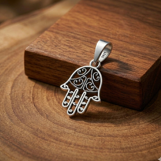 Silver Dainty Hamsa Pendant