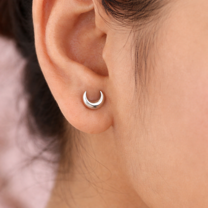 Silver chandrama Stud and cartilage Earrings