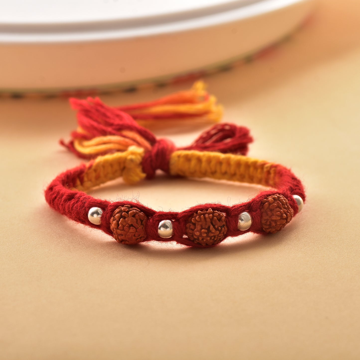 Silver Panchmukhi Rudraksha Protection Band Rakhi
