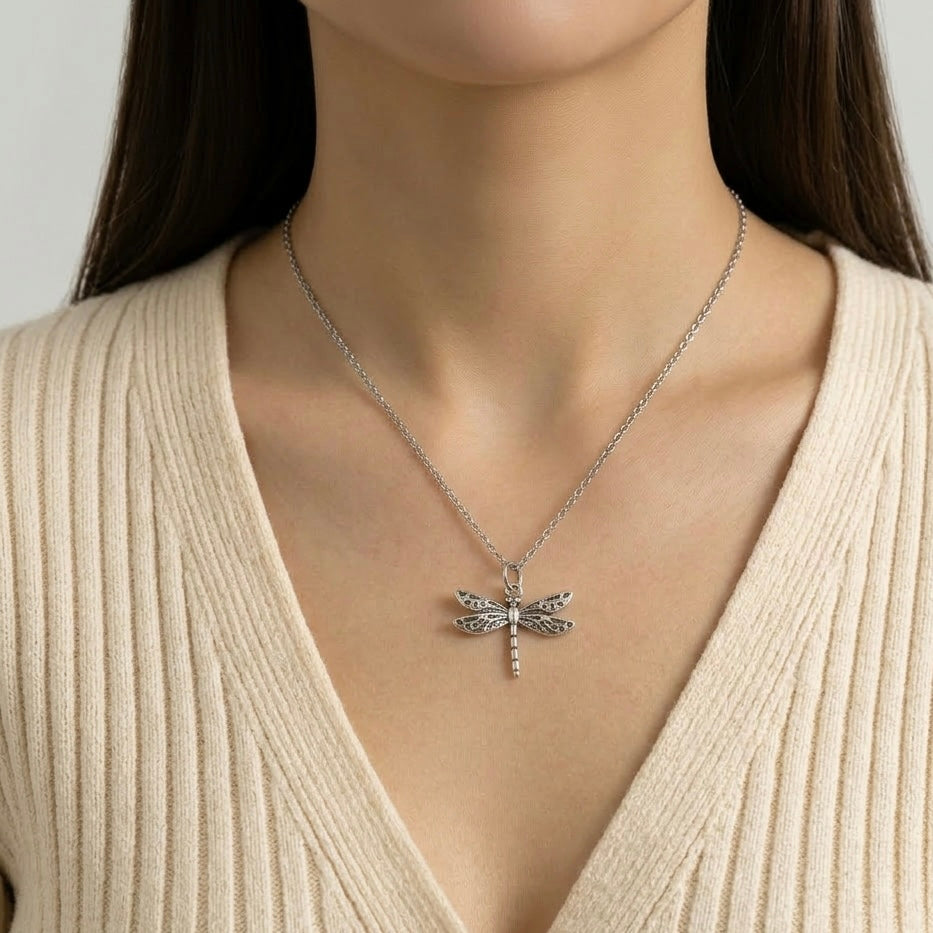 Silver Dragon Fly Neck chain