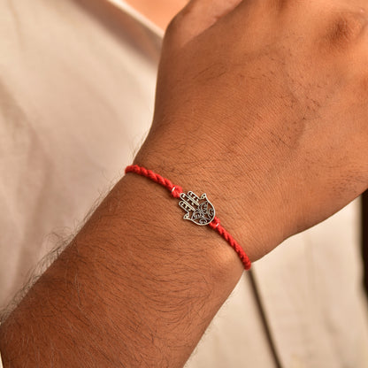 Silver Hamsa Charm Protection Rakhi