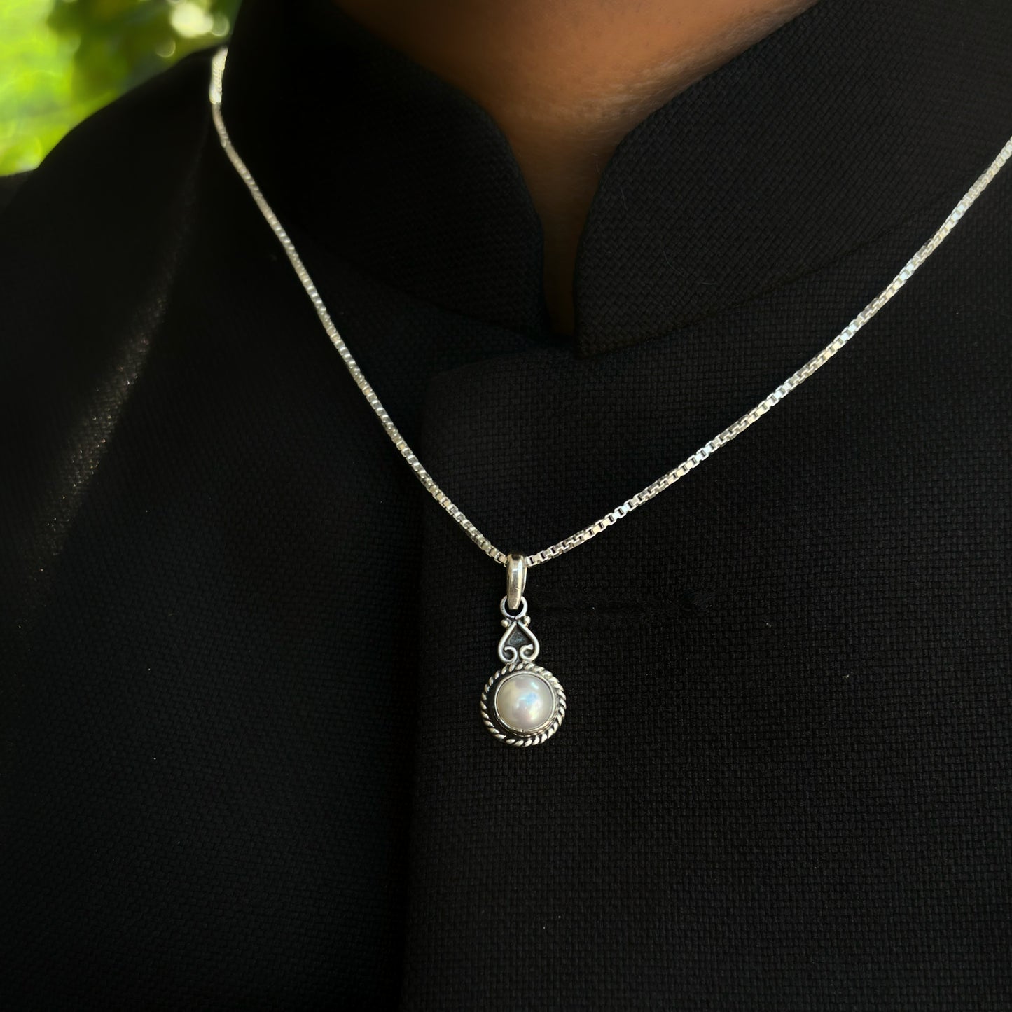 Silver Pearl Spiral Pendant