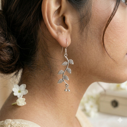 Silver Leaf Dangle Earrings