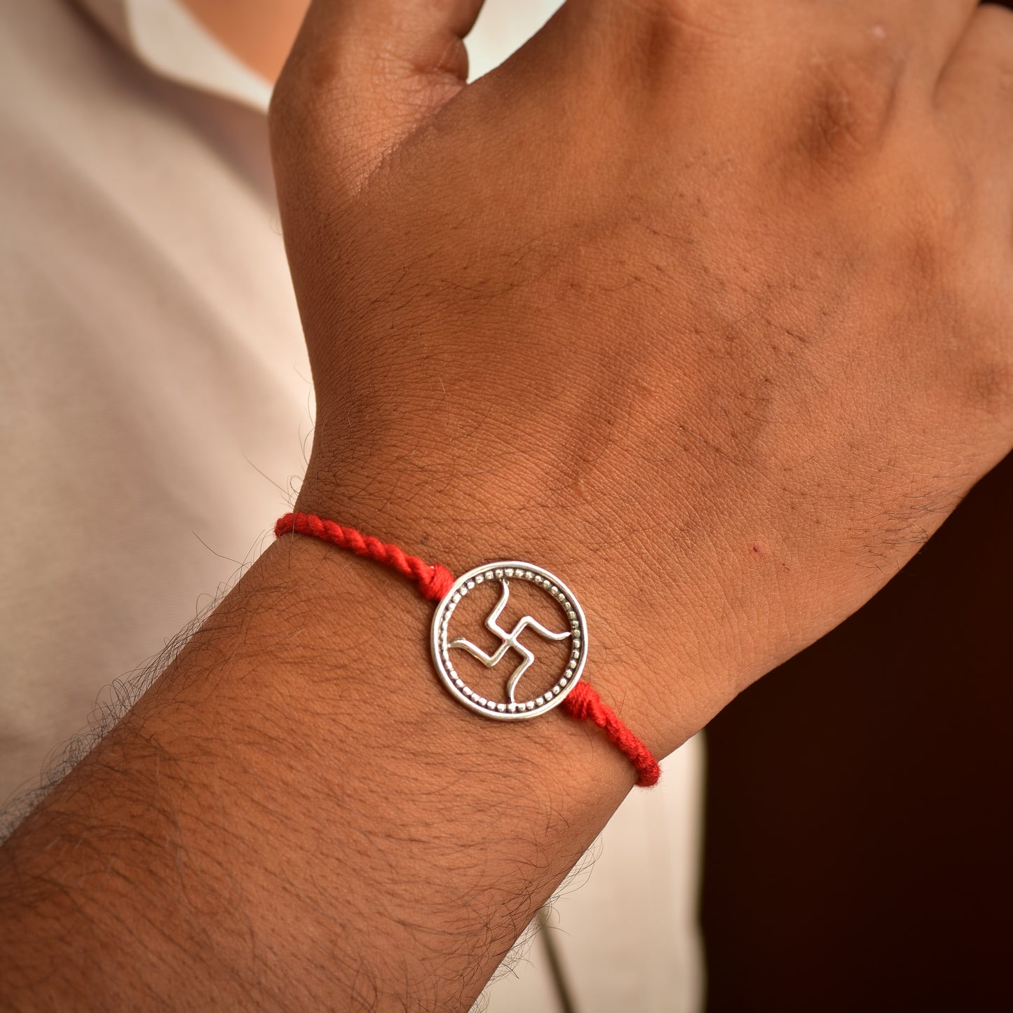 Silver Swastik Rakhi