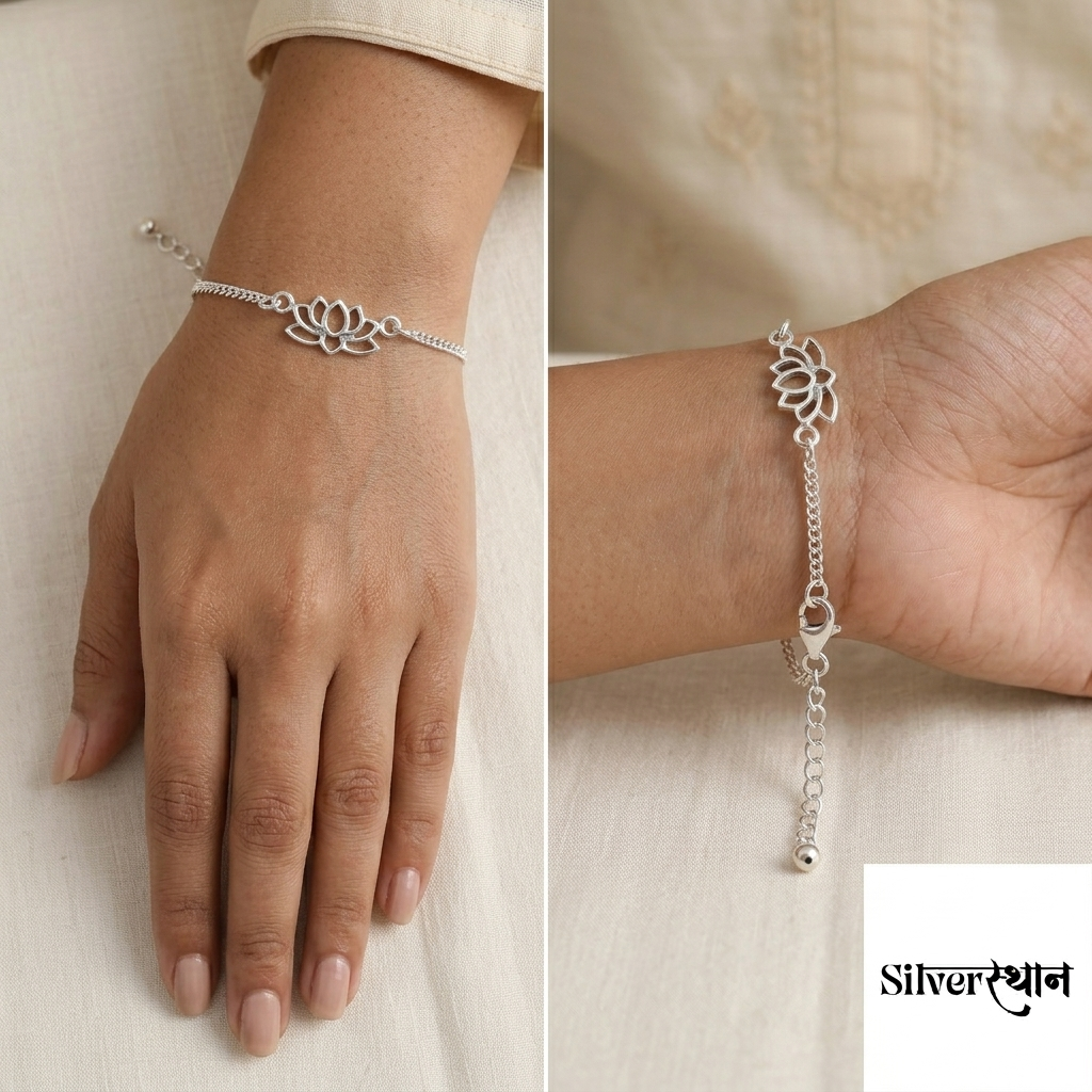 Silver Lotus Grace Bracelet