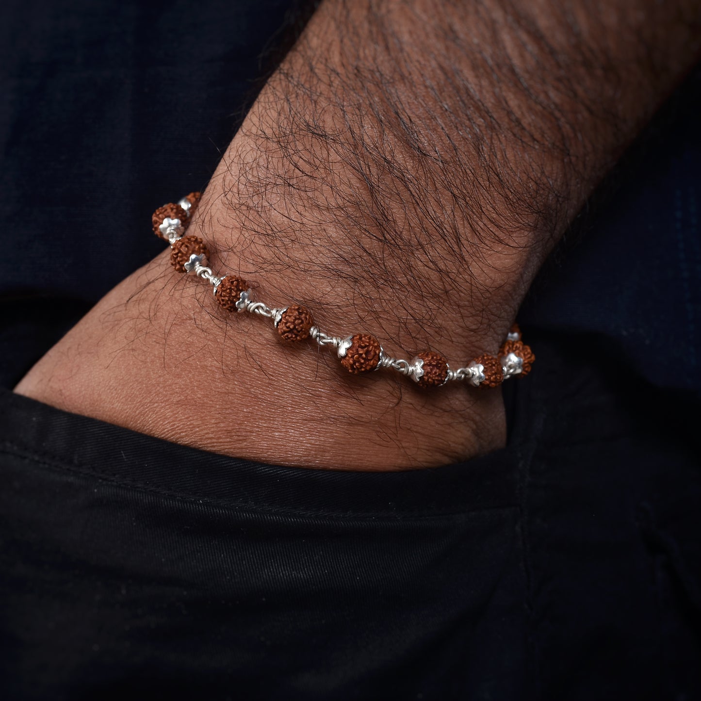 Silver Rudraksh Kanthi Bracelet