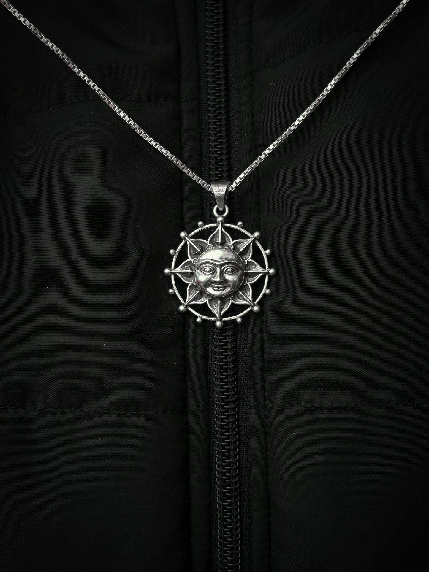 Silver Lotus face pendant(Without chain)