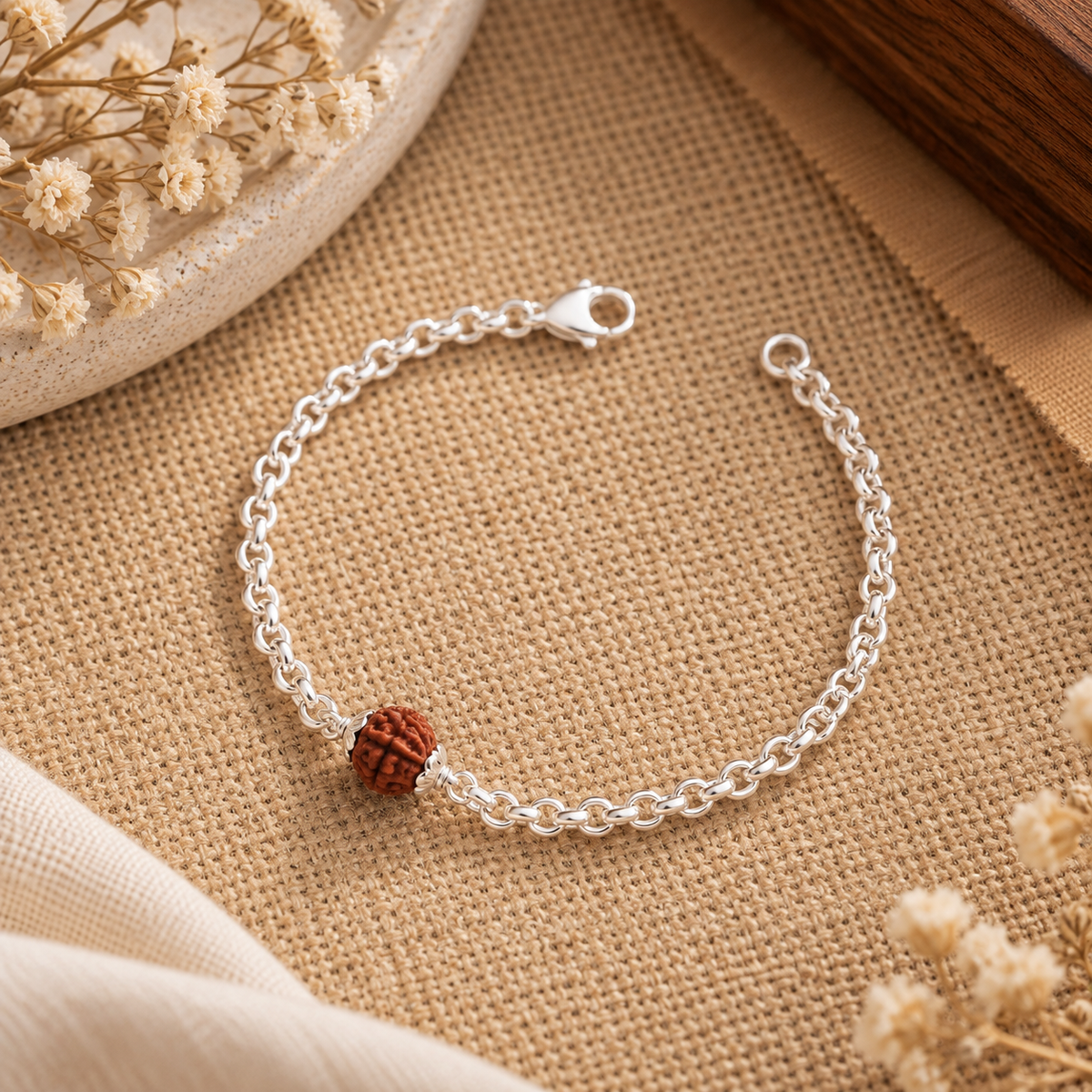 Silver Single Panchmukhi Rudraksh Bracelet