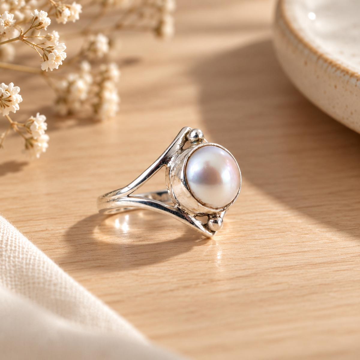 The Chevron Pearl Ring