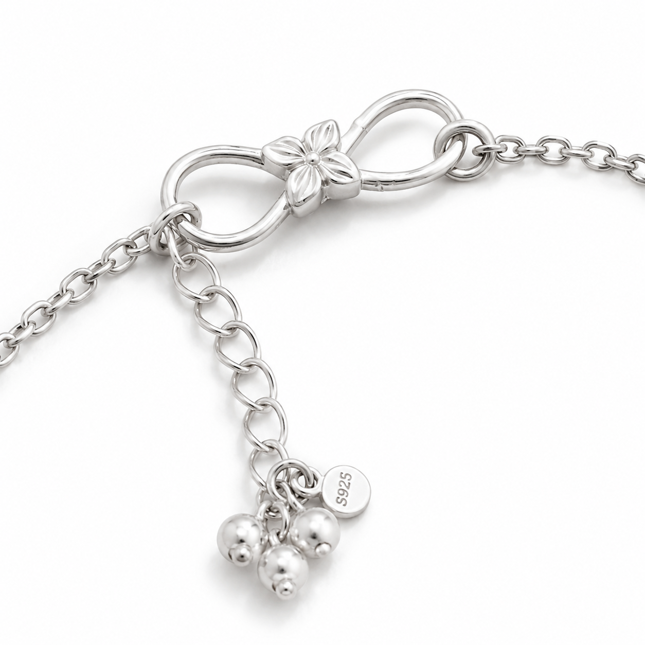 Silver Love Star Pearl Drop Anklet