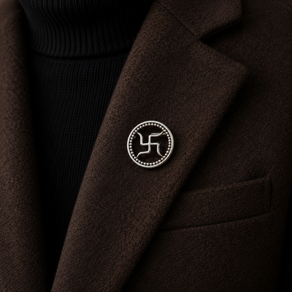 Silver swastik brooch
