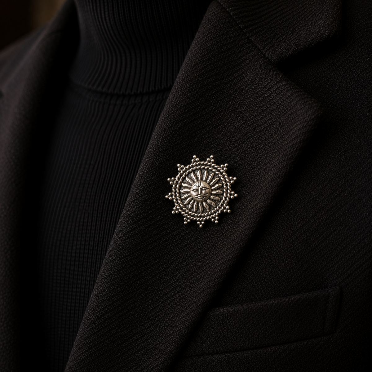 Silver Suraj brooch