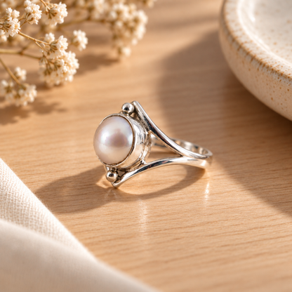 The Chevron Pearl Ring