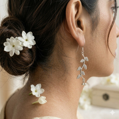 Silver Leaf Dangle Earrings