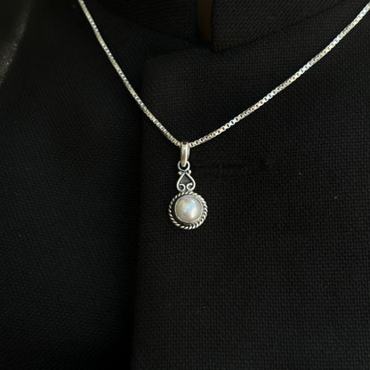 Silver Pearl Spiral Pendant