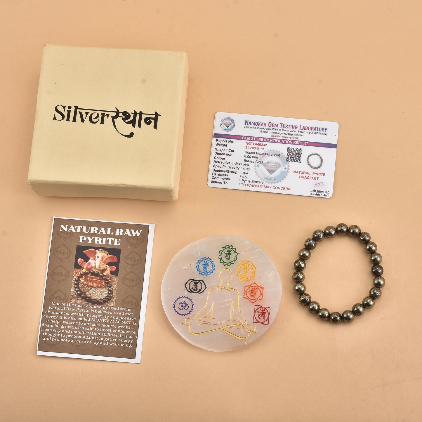 Natural Raw Pyrite Bracelet( With Lab Test Certificate)