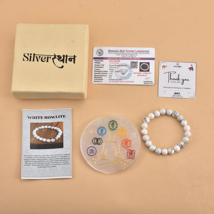 White Howlite bracelet( With Lab Test Certificate)