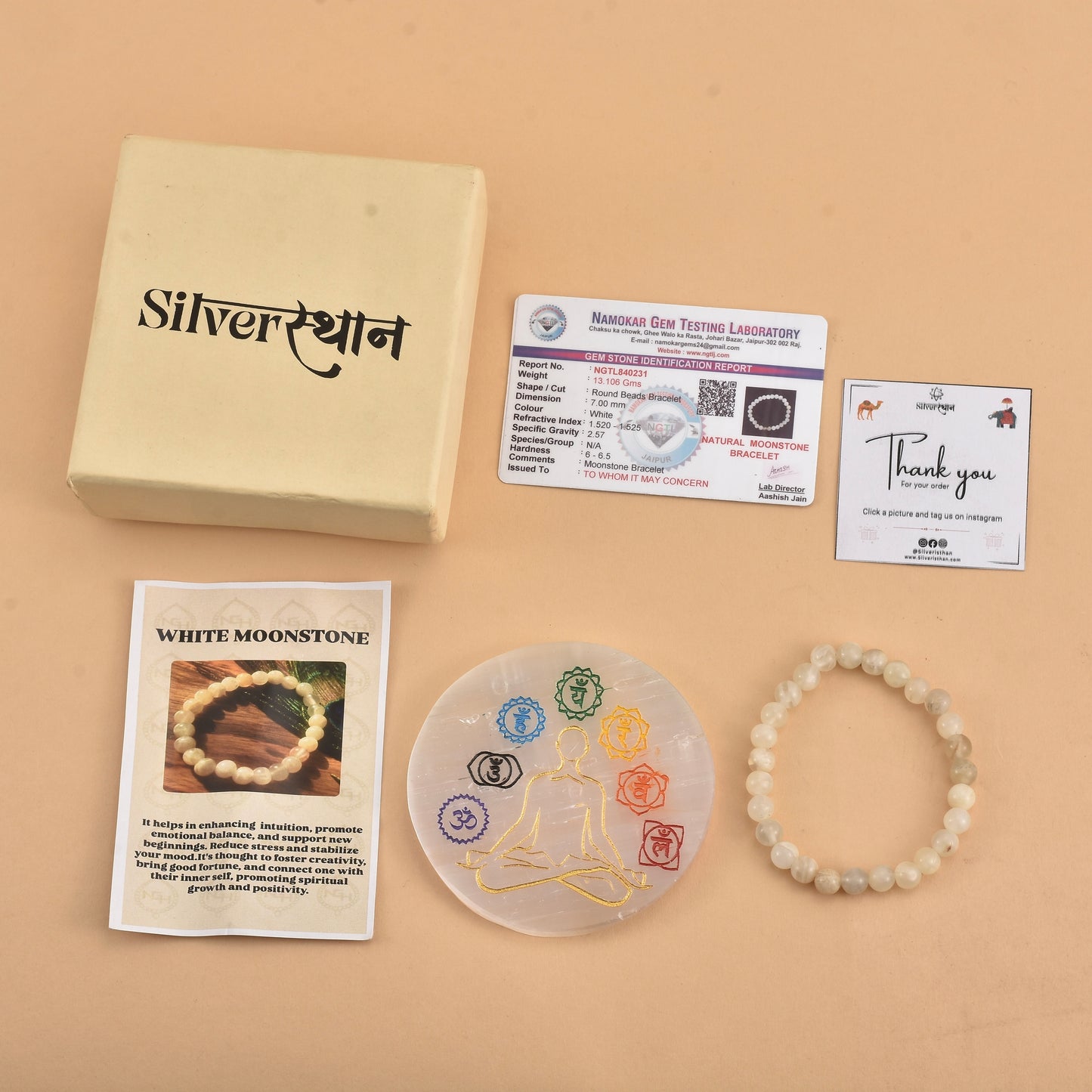 White Moon Stone Bracelet( With Lab Test Certificate)