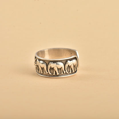 Silver Unisex Elephant Thumb Ring( Adjustable)