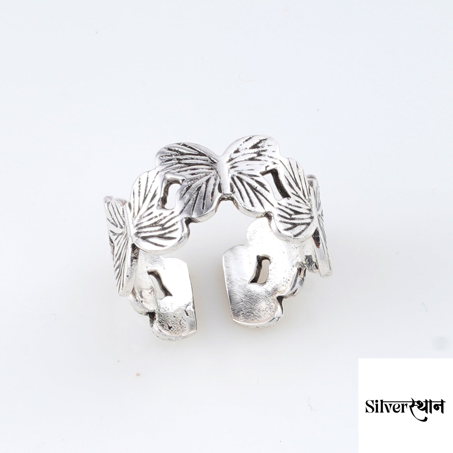 Silver Butterfly Band Stackable Ring