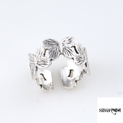 Silver Butterfly Band Stackable Ring