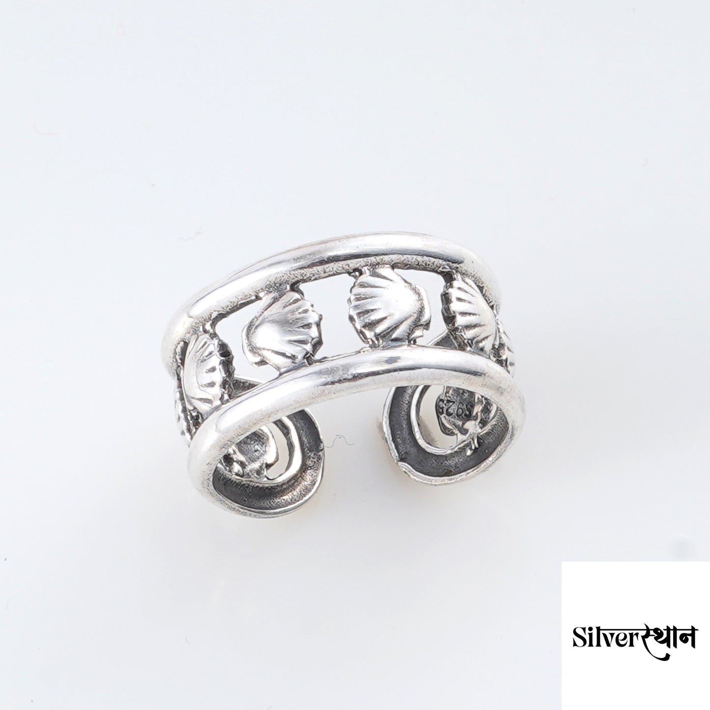 Silver Shell Band Stackable Ring
