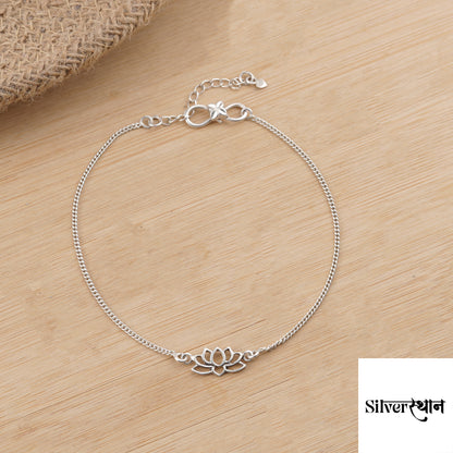 Silver Lotus Grace Anklet
