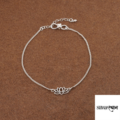 Silver Lotus Grace Anklet