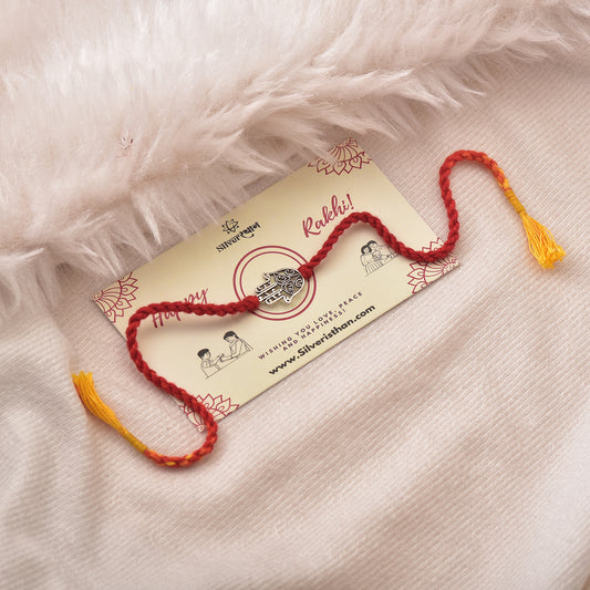 Silver Hamsa Charm Protection Rakhi