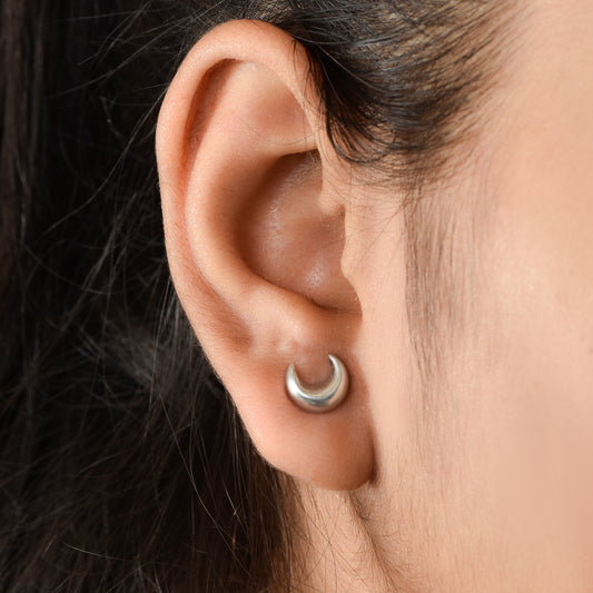 Silver chandrama Stud and cartilage Earrings