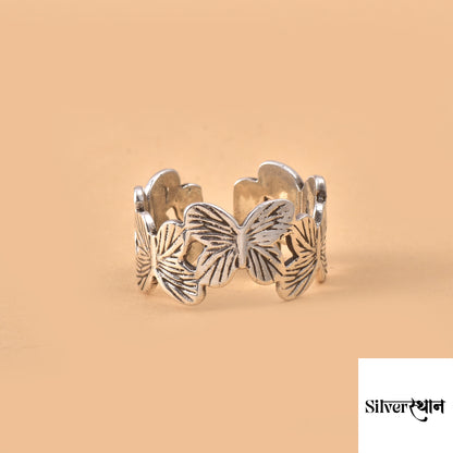 Silver Butterfly Band Stackable Ring