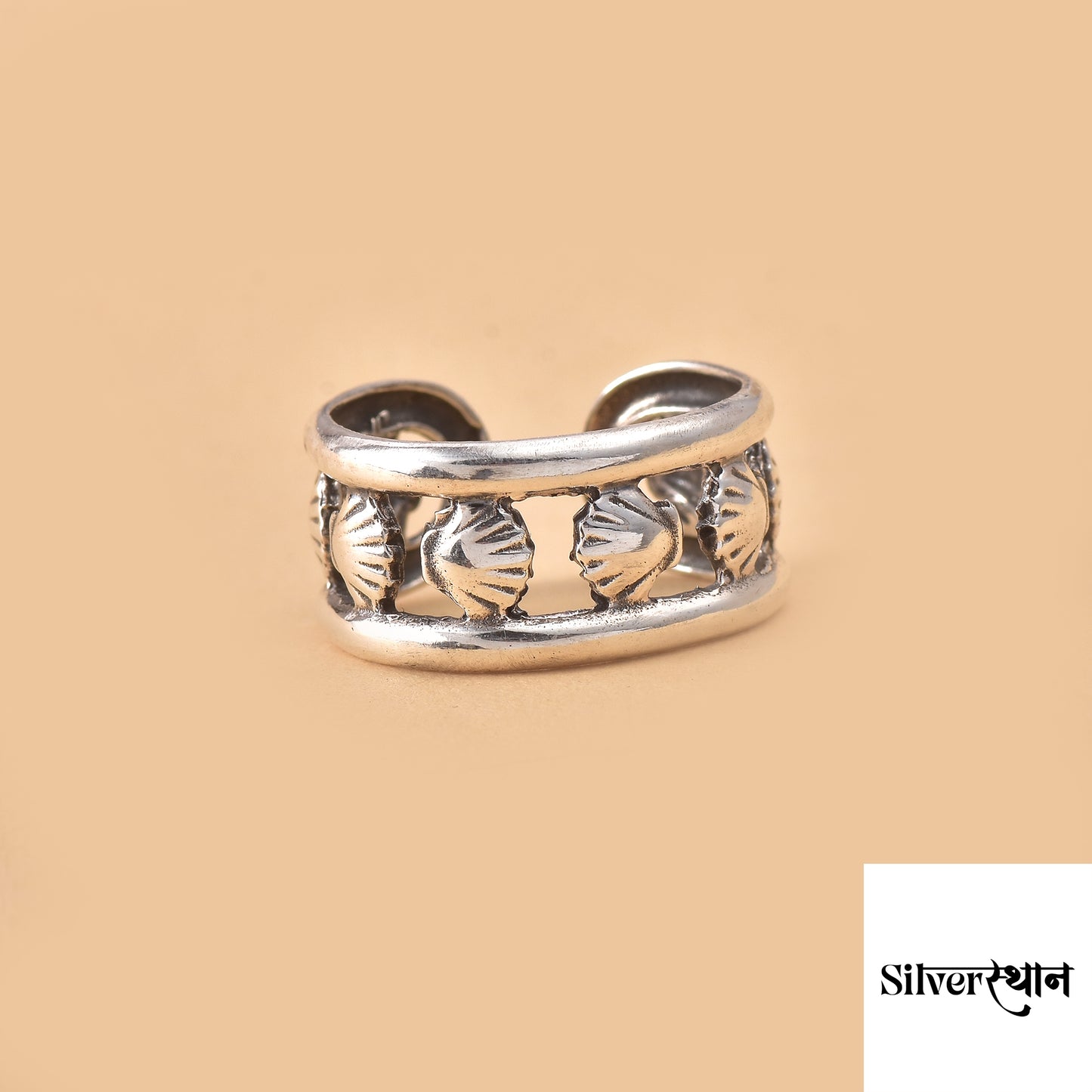 Silver Shell Band Stackable Ring