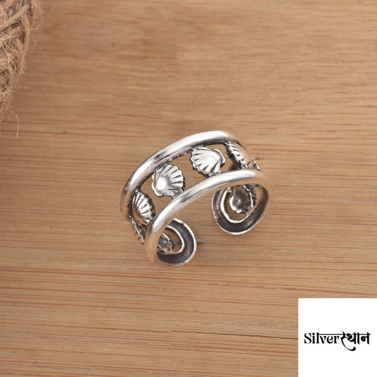 Silver Shell Band Stackable Ring