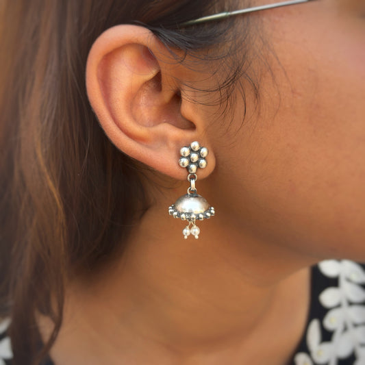 Simple flower Jhumka earrings