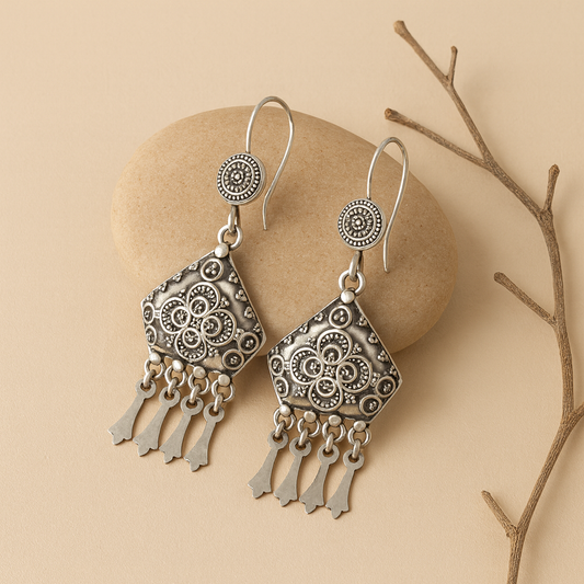 Silver Tribal Nitya Jhumka Earrings