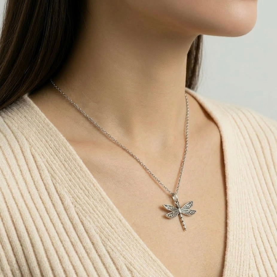 Silver Dragon Fly Neck chain
