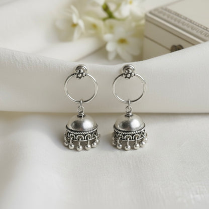 Silver Tinkling Bells Jhumka Earrings