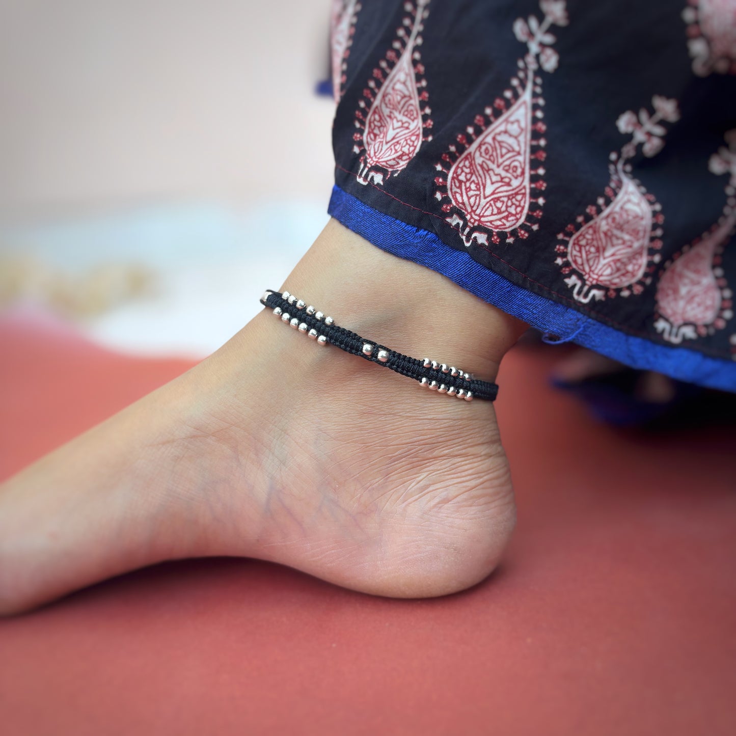 Silver Charming Balls Nazarbattu Anklet